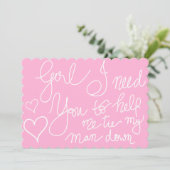 Invitation Jolie typographie de script cool rose demoiselle d (Debout devant)