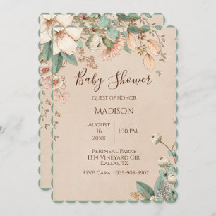 Invitation Jolie typographie de script floral moderne bébé