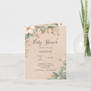Invitation Jolie typographie florale Baby shower moderne