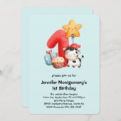 Invitation Jolie vache 1er anniversaire (Devant / Derrière)