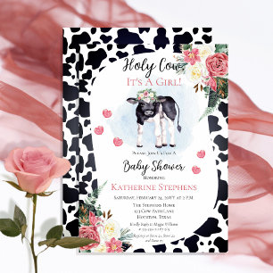 Invitation Jolie vache, c'est un Baby shower de fille