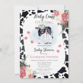Invitation Jolie vache, c'est un Baby shower de fille (Devant)