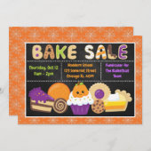 Invitation Jolie vente de gâteaux à l'école d'Halloween (Devant / Derrière)