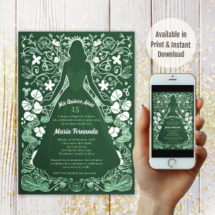 Invitation Jolie Verte Mis Quince Ans Quinceañera