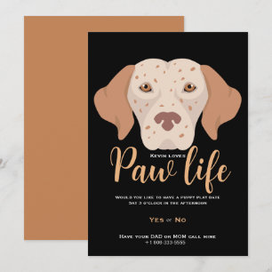 Invitation Jolie vie de fête avec patte de chien chiot 