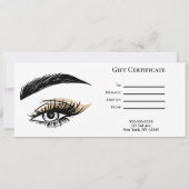 Invitation Jolie Yeux Beauté Salon Lashes Certificat cadeau (Dos)