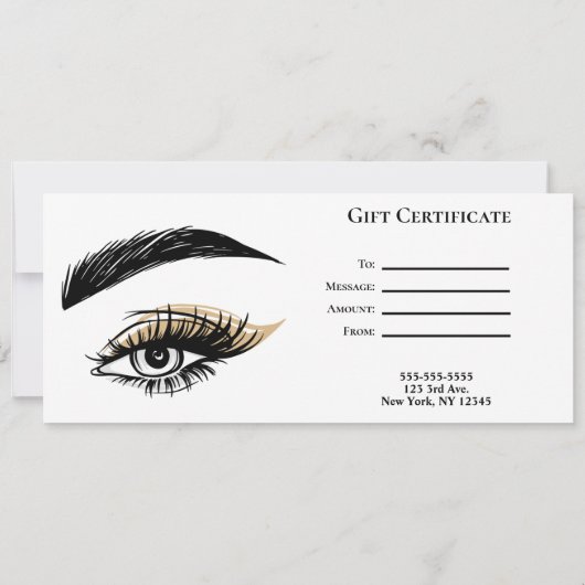 Invitation Jolie Yeux Beauté Salon Lashes Certificat cadeau (Dos)