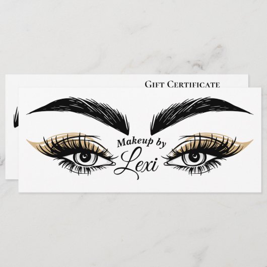 Invitation Jolie Yeux Beauté Salon Lashes Certificat cadeau (Devant / Derrière)