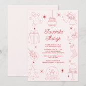 Invitation Jolies Choses Préférées de Vacances Rose Amusant D (Devant / Derrière)