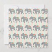 Invitation Jolies éléphants Coral Peach Mint Green Stried (Dos)