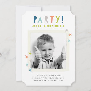 Invitation Jolies Étoiles Colorées   Fête d'anniversaire pour