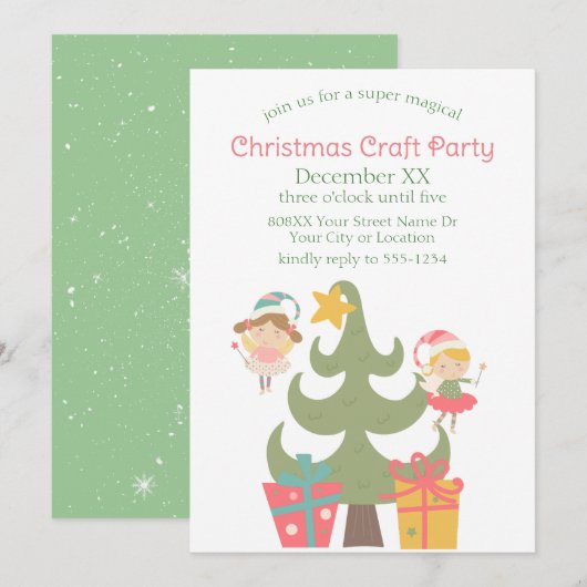 Invitation Jolies Fées de Noël (Devant / Derrière)