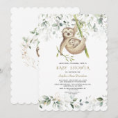 Invitation Jolies fentes Airy Greenery Baby shower d'or (Devant / Derrière)