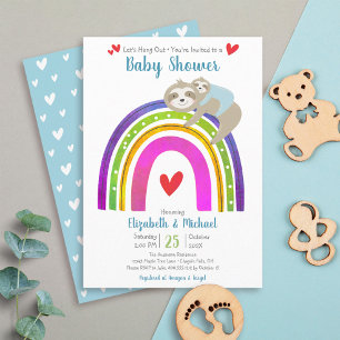 Invitation Jolies fentes, Boho Rainbow, Baby shower Garçon mo