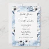 Invitation Jolies Fleurs Blanches Bleu Clair Shower Nuptial (Devant)