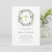 Invitation Jolies fleurs blanches Feuilles verts | Confirmati (Debout devant)