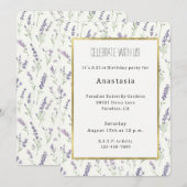 Invitation Jolies Fleurs Blanches Lilas Anniversaire (Devant / Derrière)