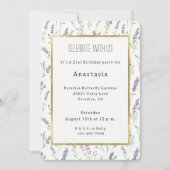 Invitation Jolies Fleurs Blanches Lilas Anniversaire (Devant)