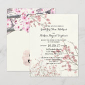 Invitation Jolies fleurs de cerisiers sur un blanc élégant (Devant / Derrière)