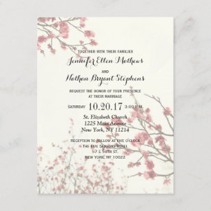 Invitation Jolies fleurs de cerisiers sur un blanc élégant