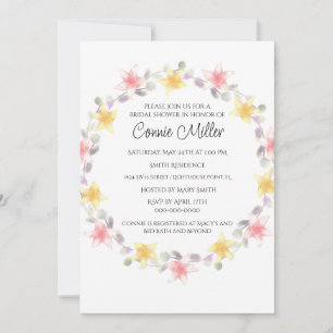 Invitation Jolies Fleurs de Lys Roses et Jaunes pour une Baby