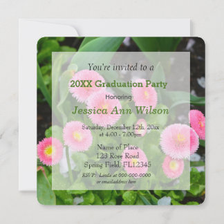 Invitation Jolies fleurs de marguerite de jardin rose pour la