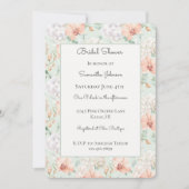 Invitation Jolies Fleurs de Mint Pêche Orchidée Lavage de Noc (Devant)