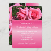 Invitation Jolies fleurs de rose rose tendre pour la fête de  (Devant / Derrière)