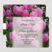 Invitation jolies fleurs de tulipes violettes élégantes fête (Devant / Derrière)