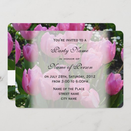 Invitation jolies fleurs de tulipes violettes élégantes pour (Devant / Derrière)