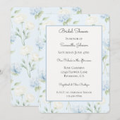 Invitation Jolies Fleurs d'Hydrangea Bleu Mariage (Devant / Derrière)