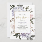 Invitation Jolies fleurs d'Hydrangea et or| Baby shower (Devant)