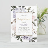 Invitation Jolies fleurs d'Hydrangea et or| Baby shower (Debout devant)