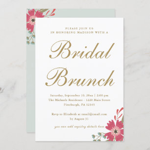 Invitation Jolies Fleurs et Mint Green Bridal Brunch