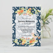 Invitation Jolies fleurs et oiseau (Debout devant)