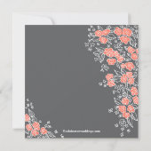 Invitation Jolies fleurs Fête de l'mariée moderne gris et cor (Dos)