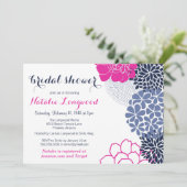 Invitation Jolies fleurs florales, bébé ou Fête des mariées (Debout devant)