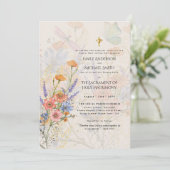 Invitation Jolies fleurs Mariage de la photo de masse catholi (Debout devant)