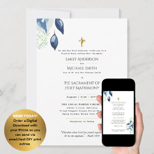 Invitation Jolies Fleurs Mariage de Masse Nuptiale Catholique