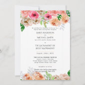 Invitation Jolies Fleurs Mariage de Masse Nuptiale Catholique (Devant)