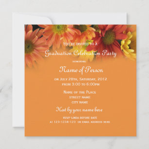 Invitation jolies fleurs orange marguerite de remise de diplô