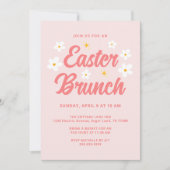 Invitation Jolies fleurs roses simples Brunch de Pâques (Devant)