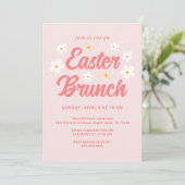 Invitation Jolies fleurs roses simples Brunch de Pâques (Debout devant)
