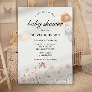 Invitation Jolies Fleurs Sauvages Pastel Douces Unisexe