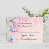 Invitation Jolies Fleurs Sauvages Rose et Bleu RSVP (Debout devant)