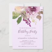 Invitation Jolies fleurs violettes | Anniversaire (Devant)