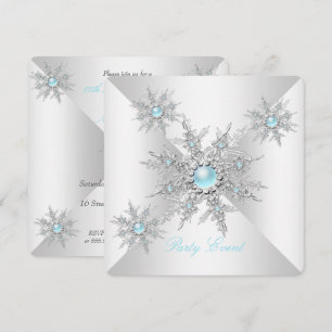 Invitation Jolies flocons de neige sarcelle Fête hivernale en