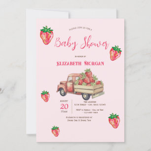 Invitation Jolies fraises pailletées camion points bébé Showe
