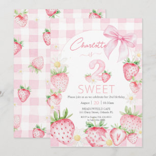 Invitation Jolies Fraises Roses Anniversaire 2ème Deuxième