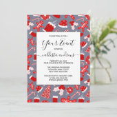 Invitation Jolies Illustrations Rouges Festives Motif de Noël (Debout devant)